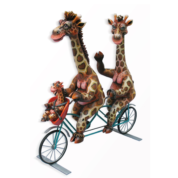 Giraffe Family on Bicycle